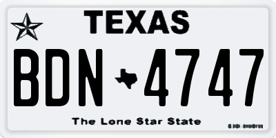TX license plate BDN4747
