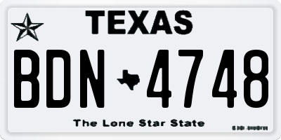 TX license plate BDN4748