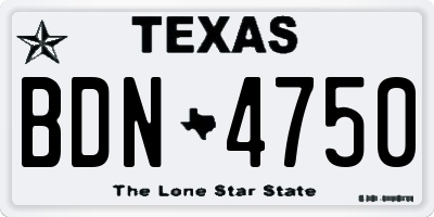 TX license plate BDN4750