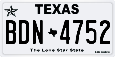 TX license plate BDN4752