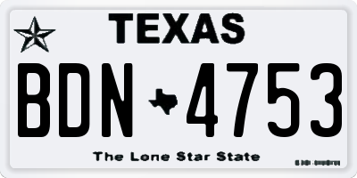 TX license plate BDN4753