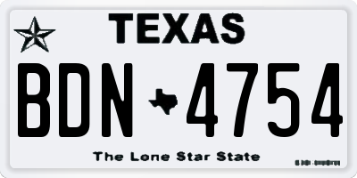TX license plate BDN4754