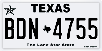TX license plate BDN4755