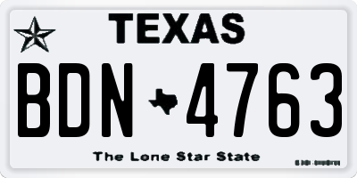 TX license plate BDN4763