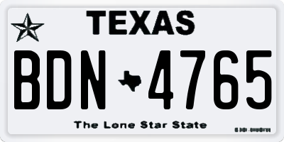 TX license plate BDN4765