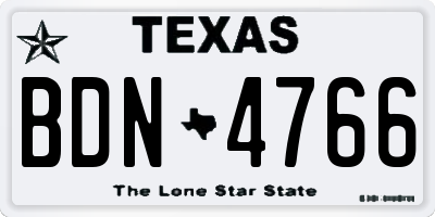 TX license plate BDN4766