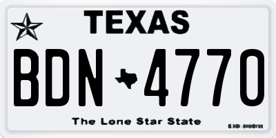TX license plate BDN4770