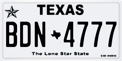 TX license plate BDN4777