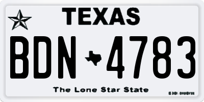 TX license plate BDN4783