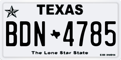 TX license plate BDN4785