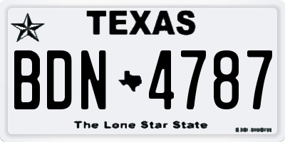 TX license plate BDN4787