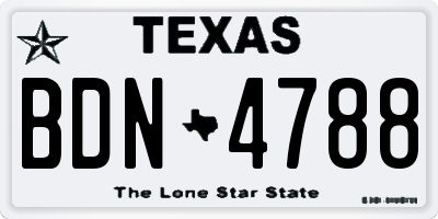 TX license plate BDN4788
