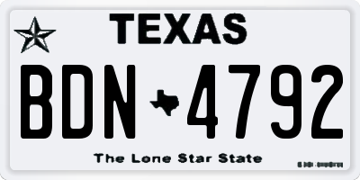 TX license plate BDN4792