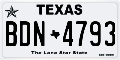 TX license plate BDN4793