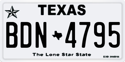 TX license plate BDN4795