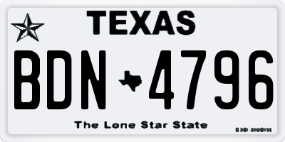 TX license plate BDN4796