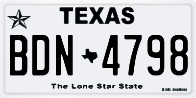 TX license plate BDN4798