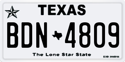 TX license plate BDN4809