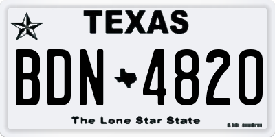 TX license plate BDN4820