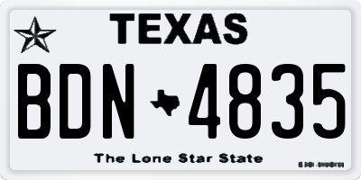 TX license plate BDN4835
