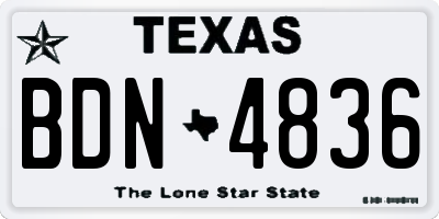 TX license plate BDN4836