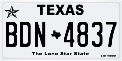 TX license plate BDN4837