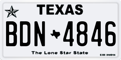 TX license plate BDN4846