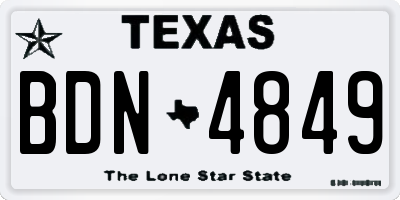 TX license plate BDN4849