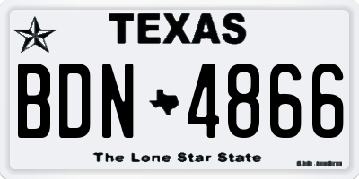 TX license plate BDN4866