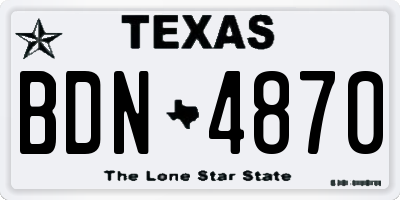 TX license plate BDN4870