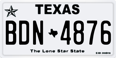 TX license plate BDN4876