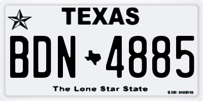 TX license plate BDN4885