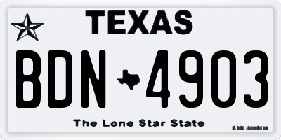 TX license plate BDN4903