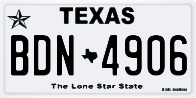 TX license plate BDN4906