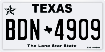 TX license plate BDN4909