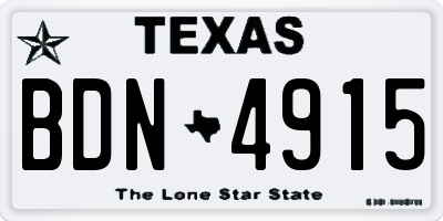 TX license plate BDN4915