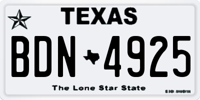 TX license plate BDN4925