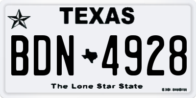 TX license plate BDN4928