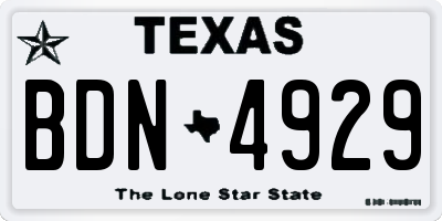 TX license plate BDN4929