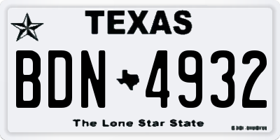 TX license plate BDN4932
