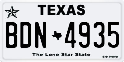 TX license plate BDN4935