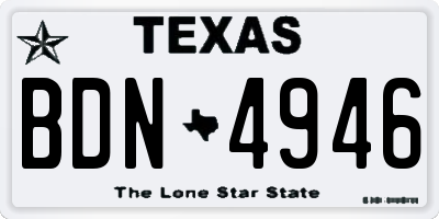 TX license plate BDN4946