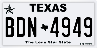 TX license plate BDN4949
