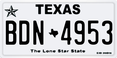 TX license plate BDN4953