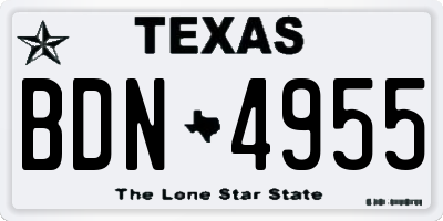 TX license plate BDN4955