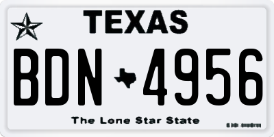 TX license plate BDN4956