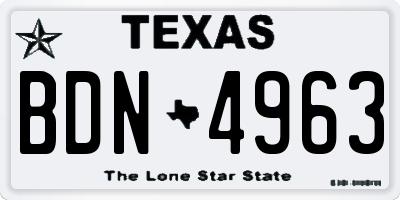 TX license plate BDN4963