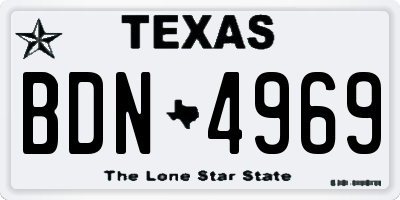TX license plate BDN4969