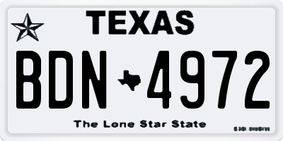 TX license plate BDN4972
