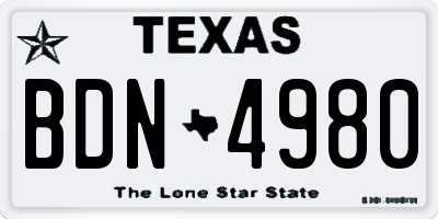 TX license plate BDN4980